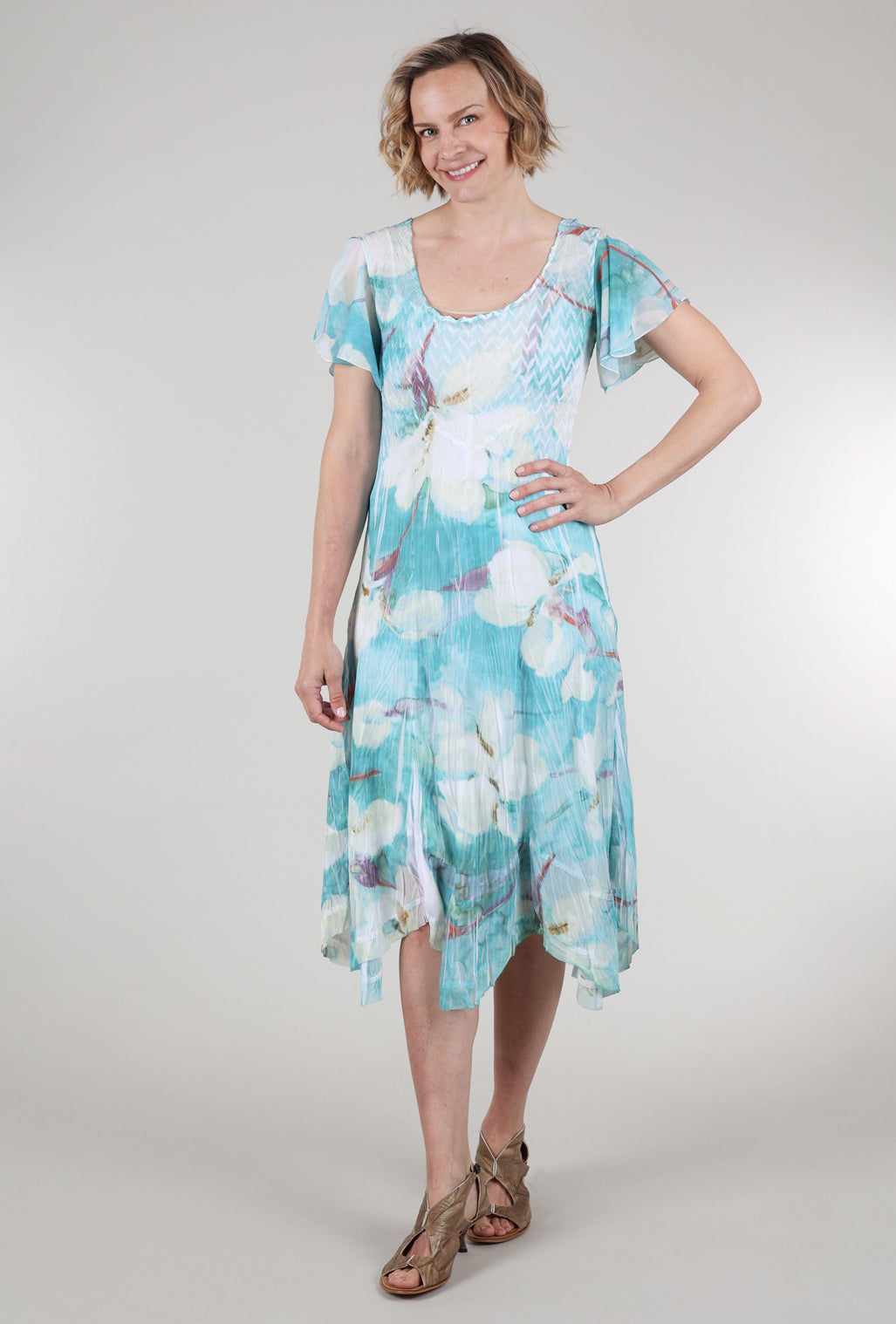 Komarov Chiffon Watercolor Dress, Iris