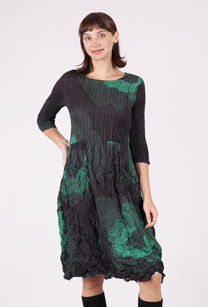 Alquema 3/4-Sleeve Smash Pocket Dress, Forest Rose