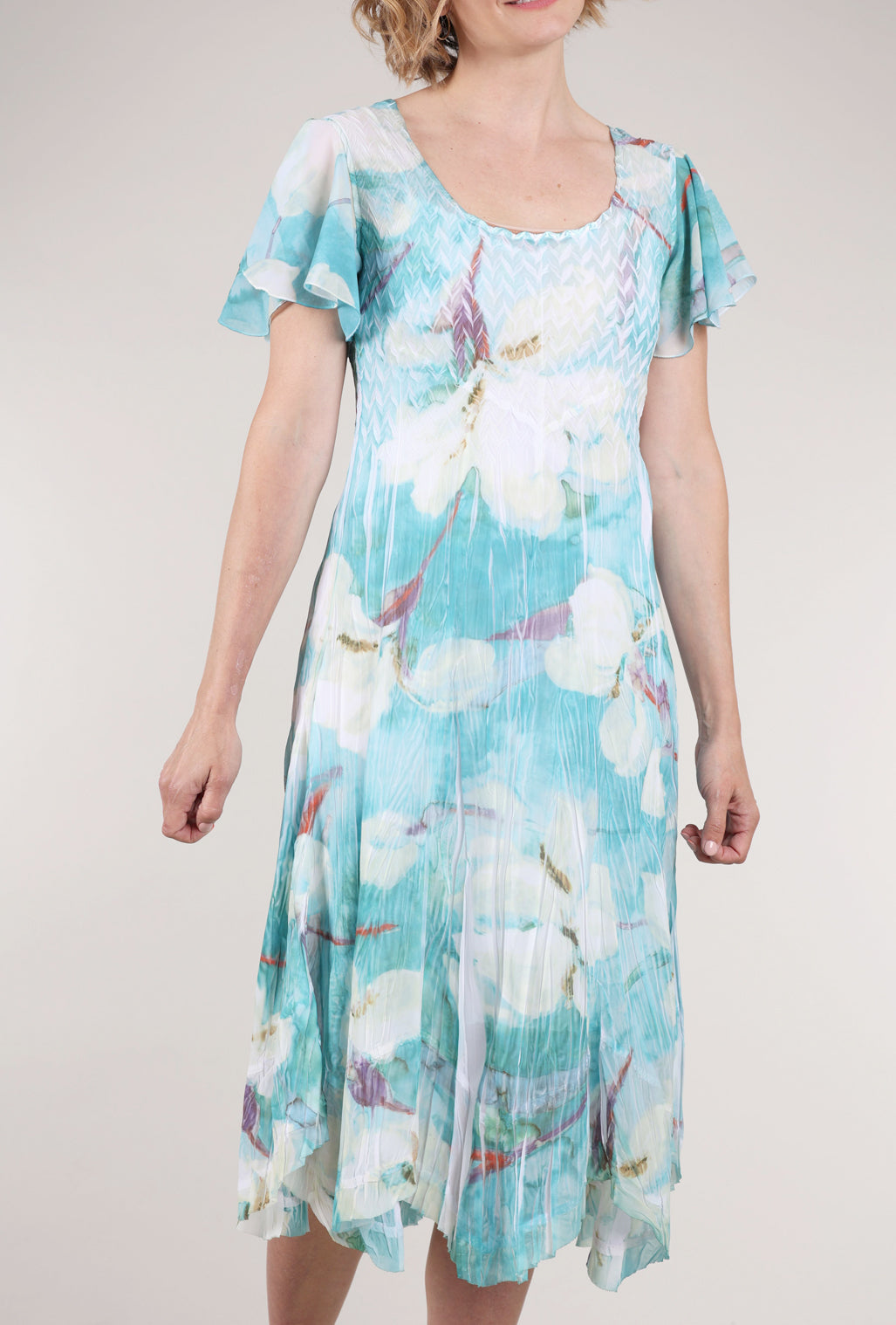 Komarov Chiffon Watercolor Dress, Iris