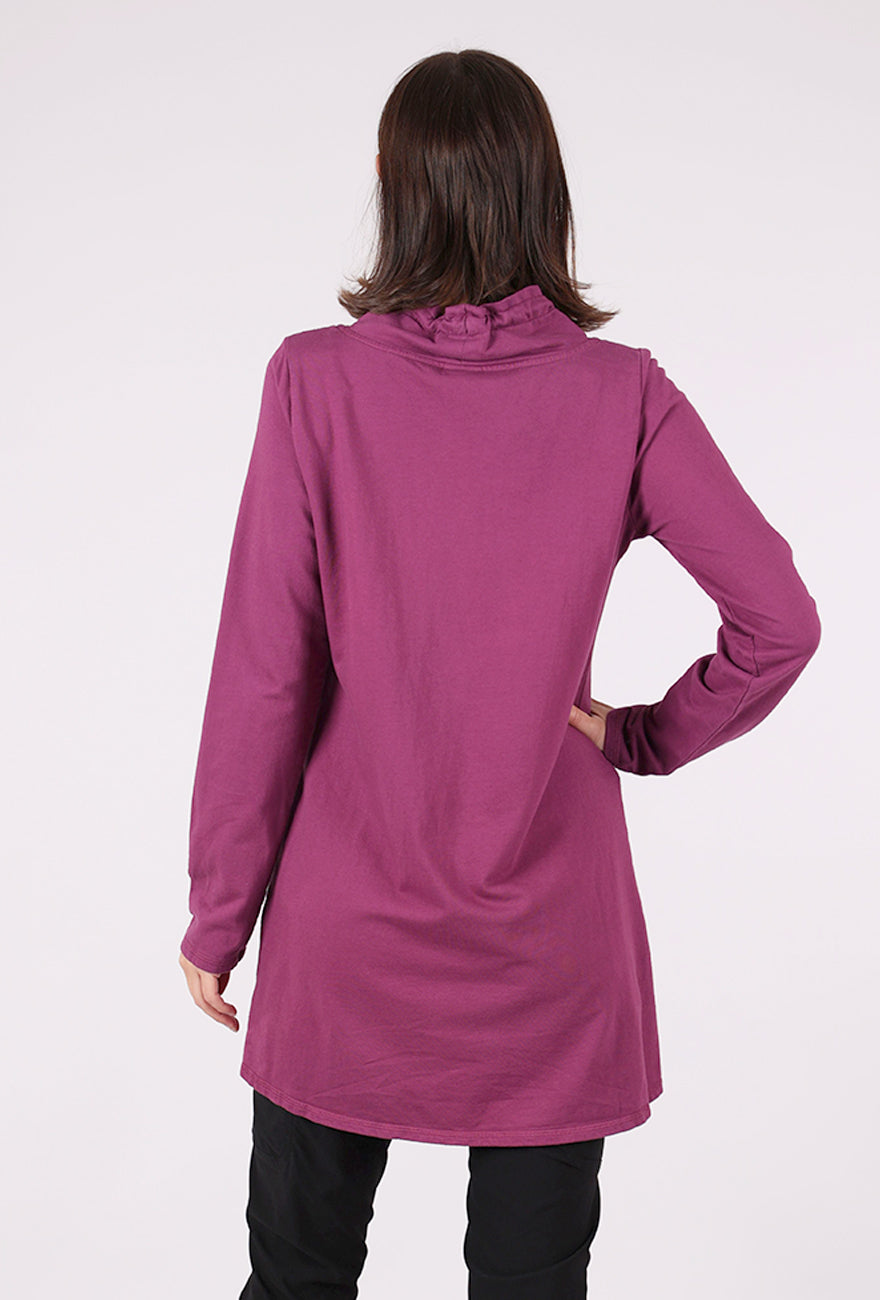Color Me Cotton Drawstring Cowl Tunic, Razzleberry