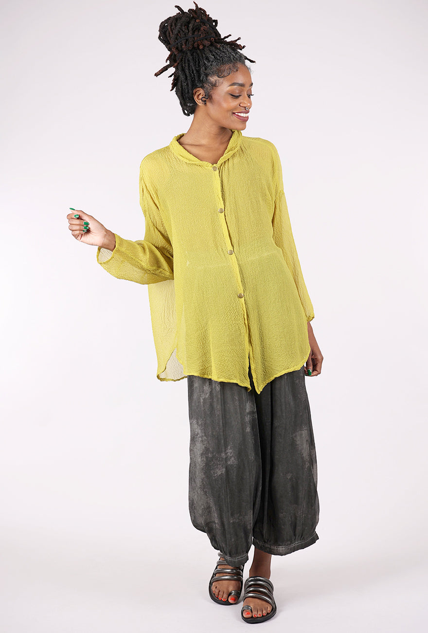 Artists & Revolutionaries Fine Silk Messy Dye Blouse, Lichen