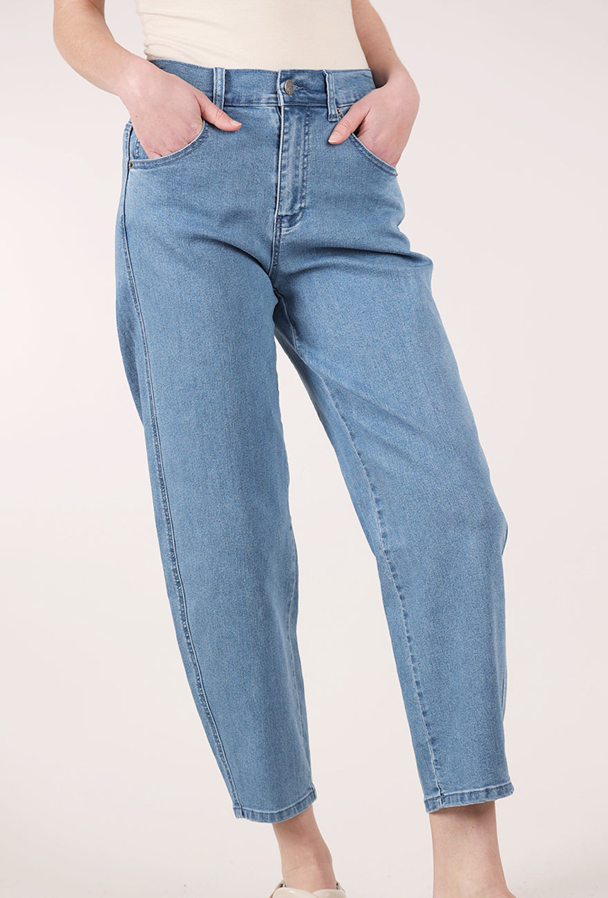 Noen Stretch Denim Barrel Pant, Pale Blue