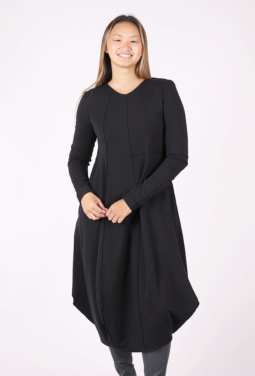 Kedziorek Dimensional Seams Lantern Dress, Black