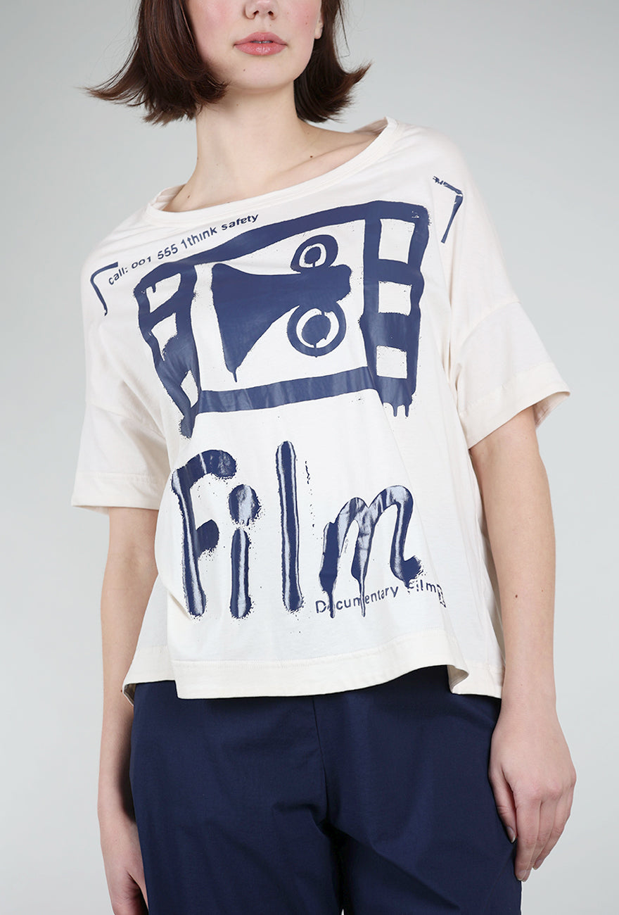 Rundholz Film Set Boxy Top, Greige/Ocean