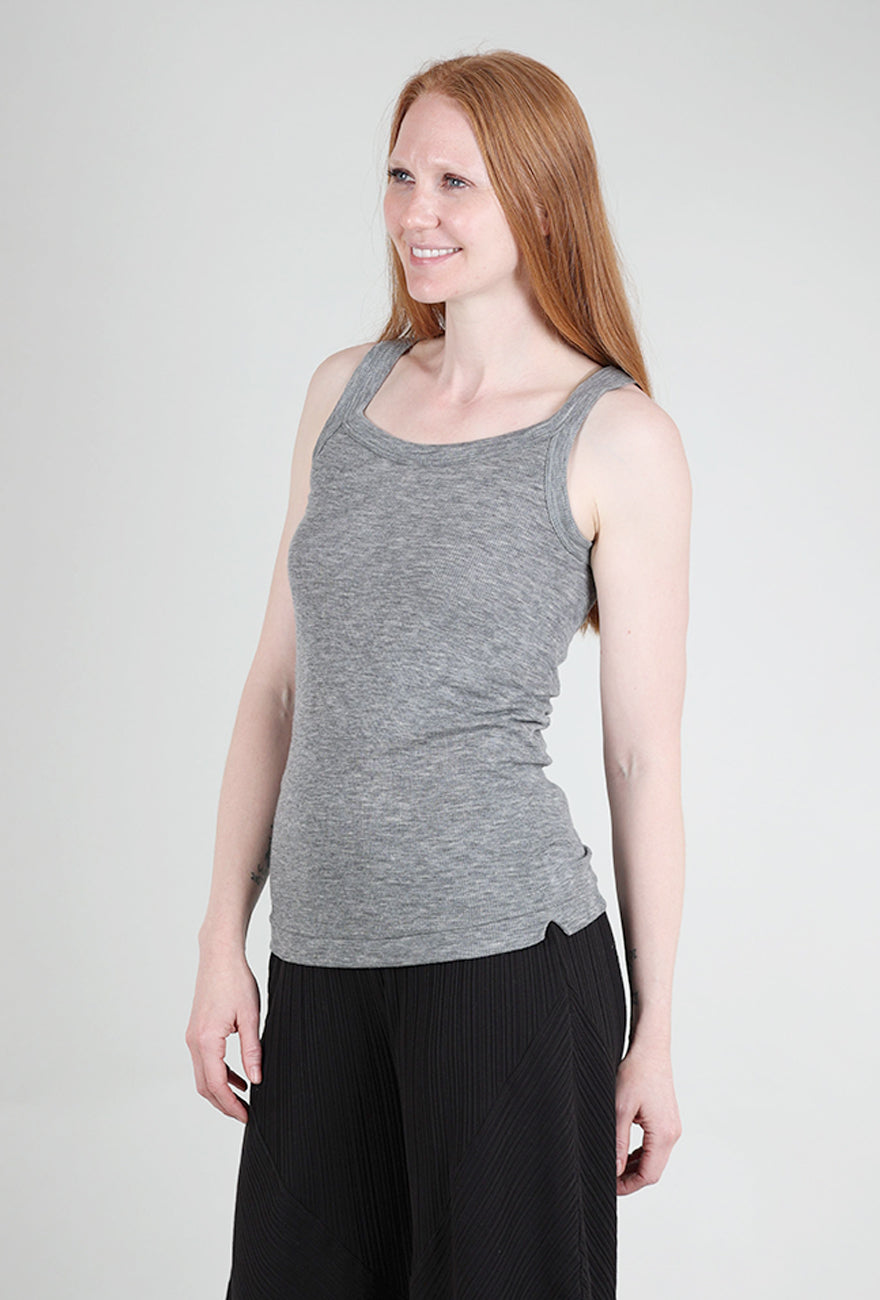 Grisal Tubular Cashmere Tank, Heather Gray