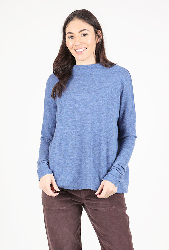 By Basics Short Funnel Wide Sweater, Indigo Melange