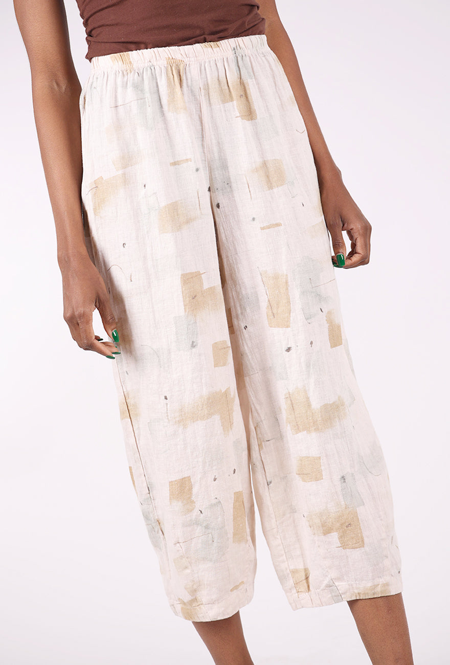 Brushstroke Linen Pant, Pearly