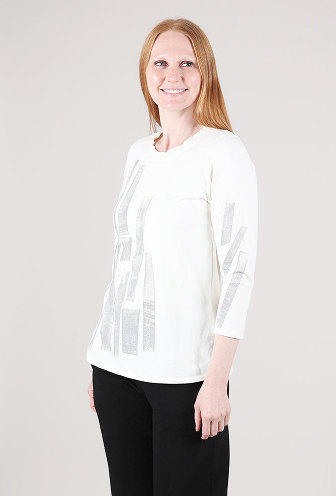 Cynthia Ashby Fitted Silver Graphic Tee, Natural