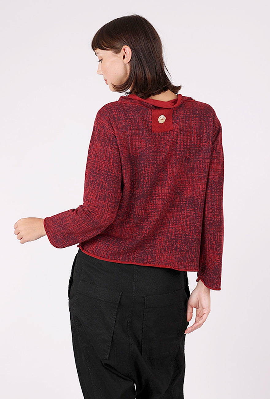 Color Me Cotton Button Detail Print Yoga Top, Merlot