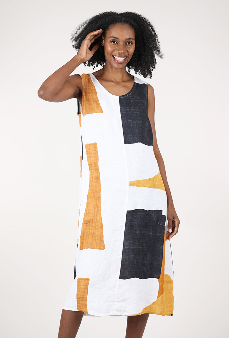 Flax Colorblock Easy Dress, Neutral