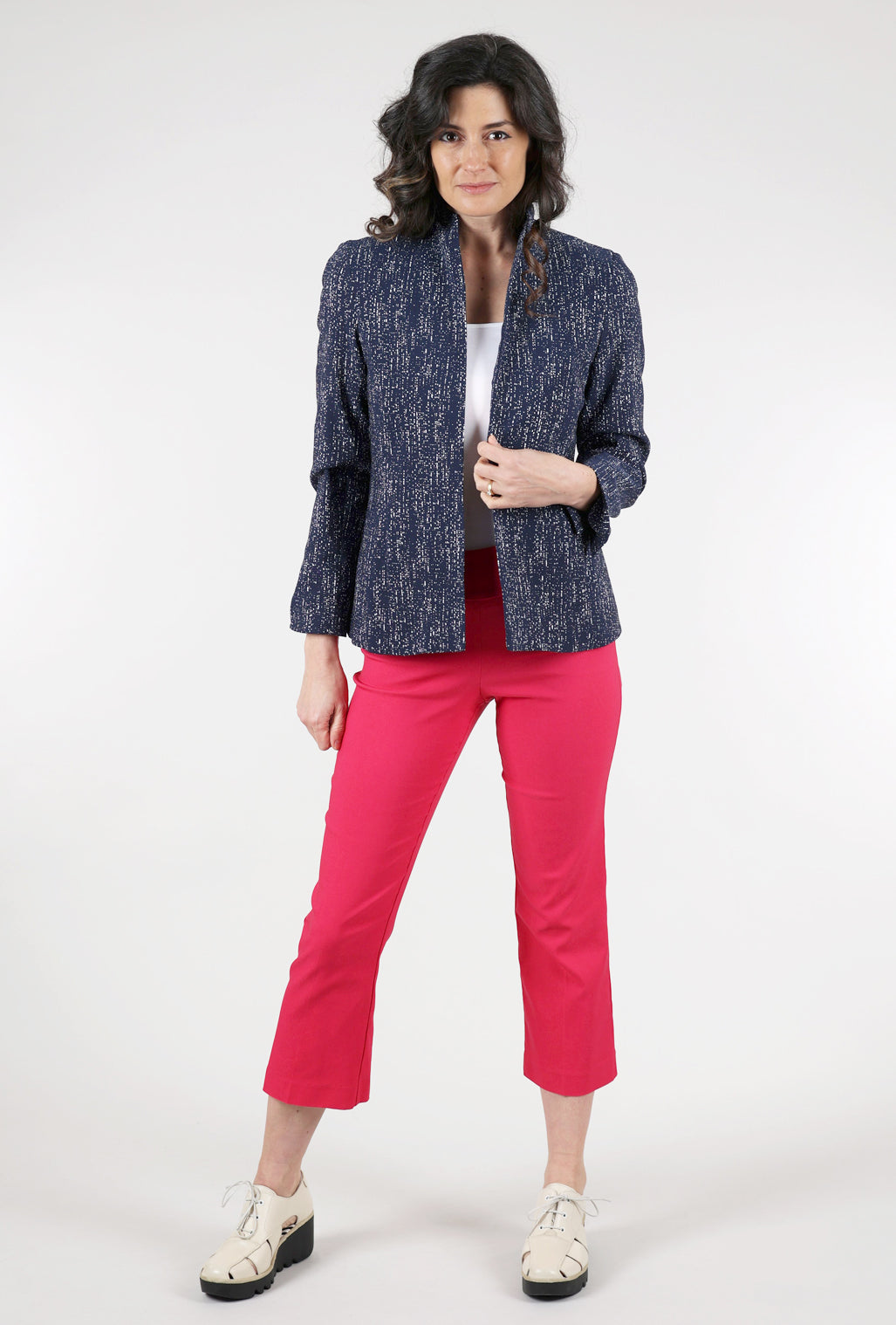 Estelle & Finn Shaped Print Jacket, Navy/White