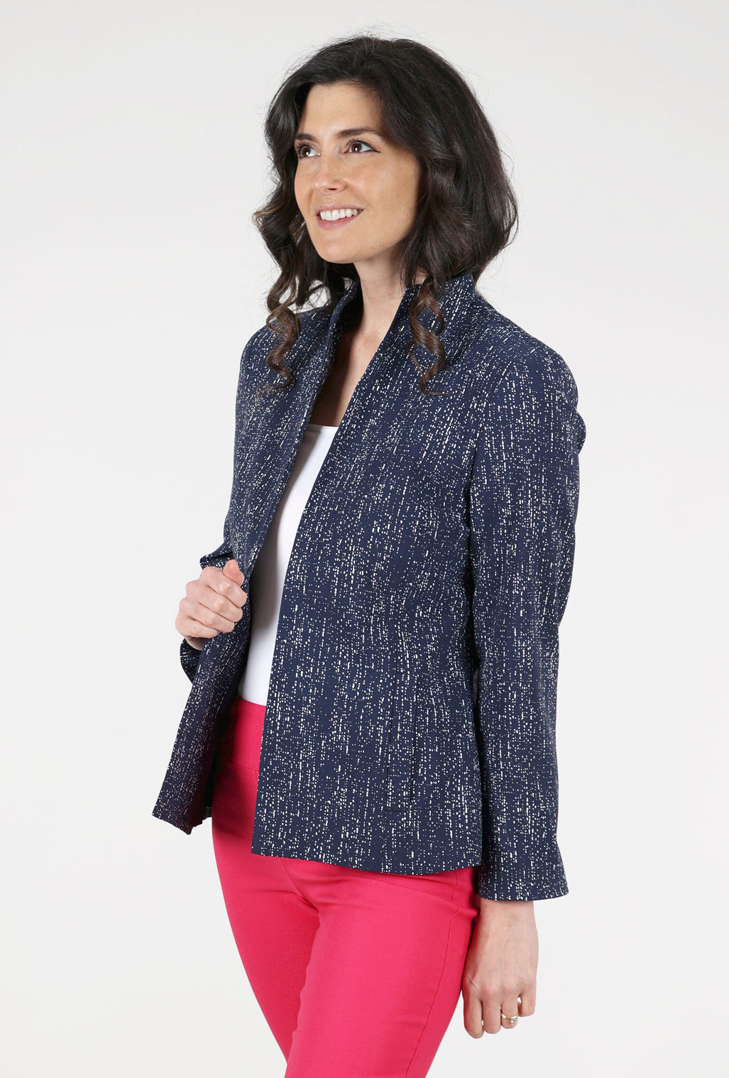 Estelle & Finn Shaped Print Jacket, Navy/White