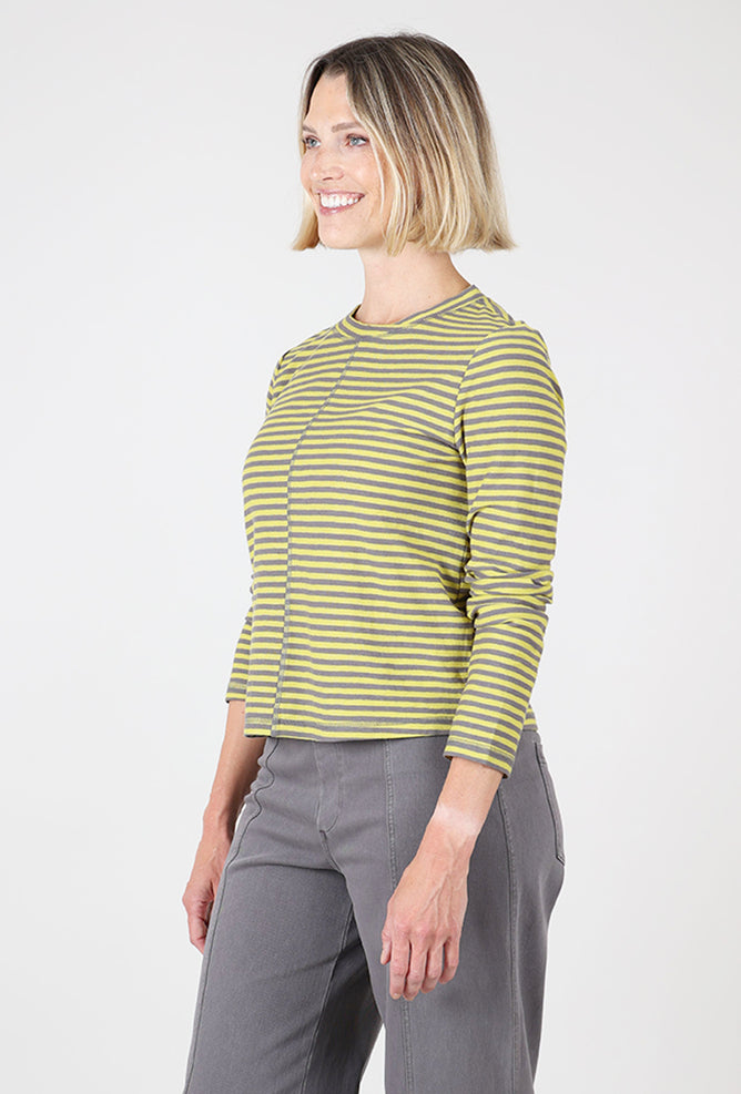 Verona Stripe Layover Tee, Citron Angle 2