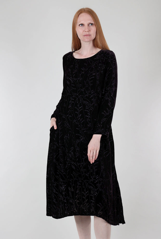 Grizas Velvet Burnout Ilene Dress, Black