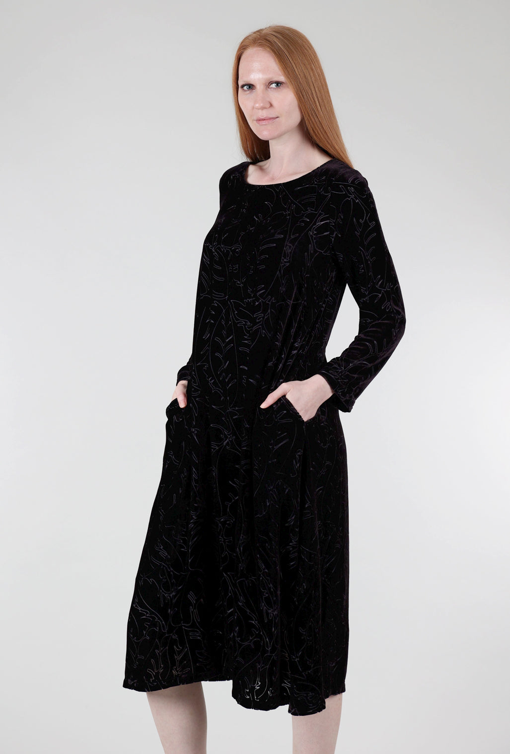 Grizas Velvet Burnout Ilene Dress, Black