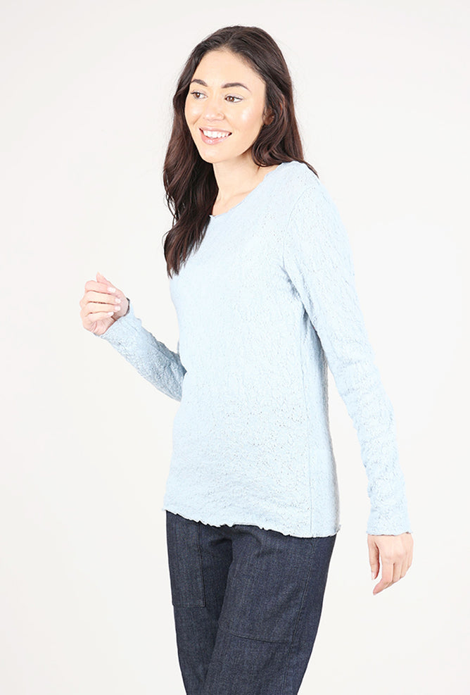 By Basics Bubble Wool Round Neck Pullover, Blue Mist