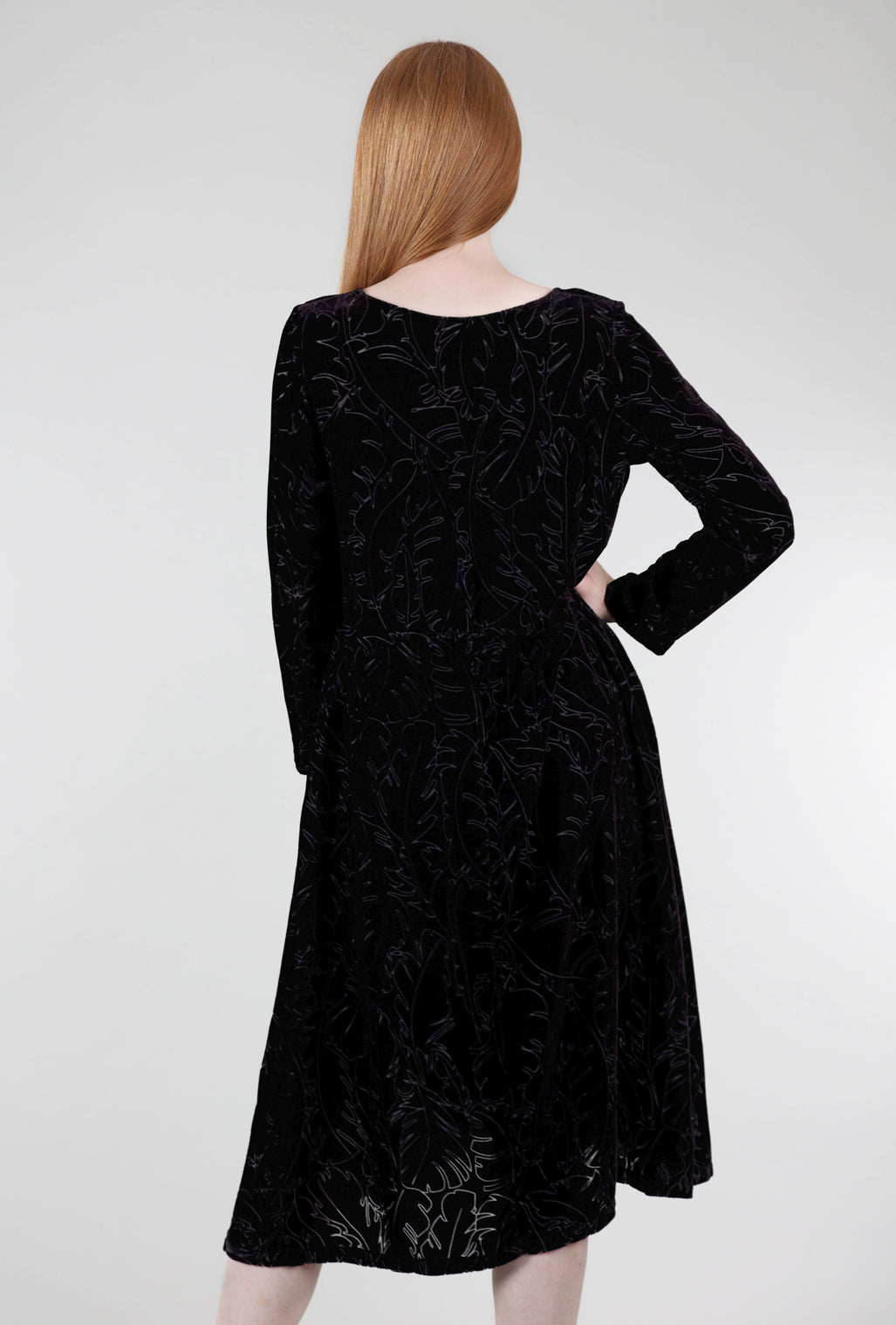 Grizas Velvet Burnout Ilene Dress, Black