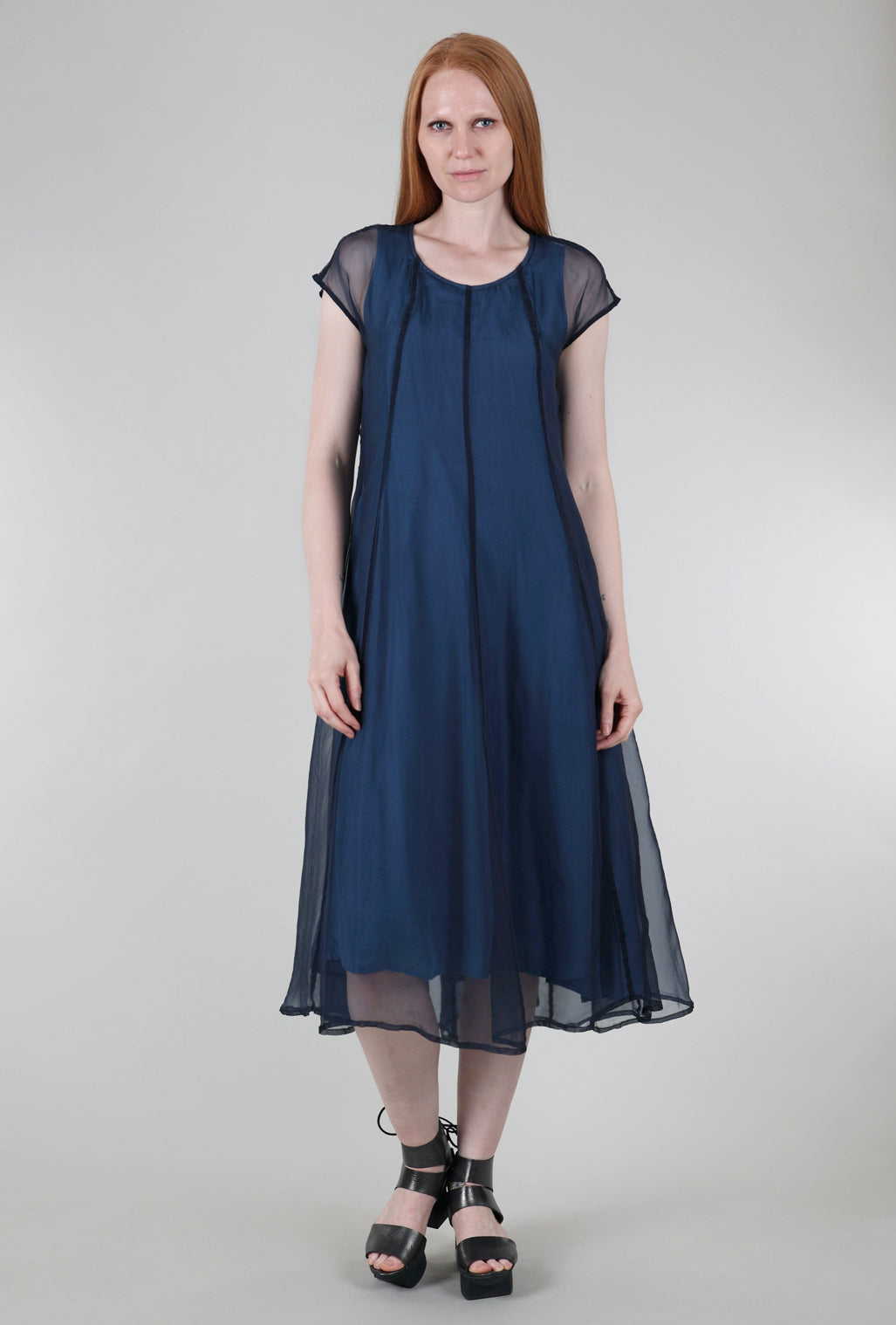 Grizas Floating Overlay Dress, Peacock