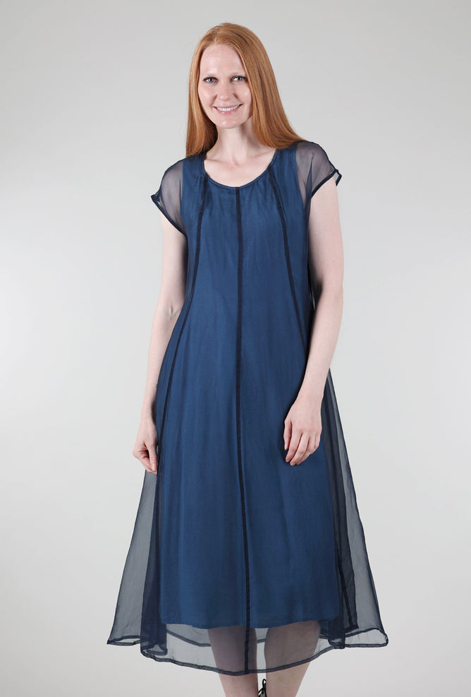 Grizas Floating Overlay Dress, Peacock