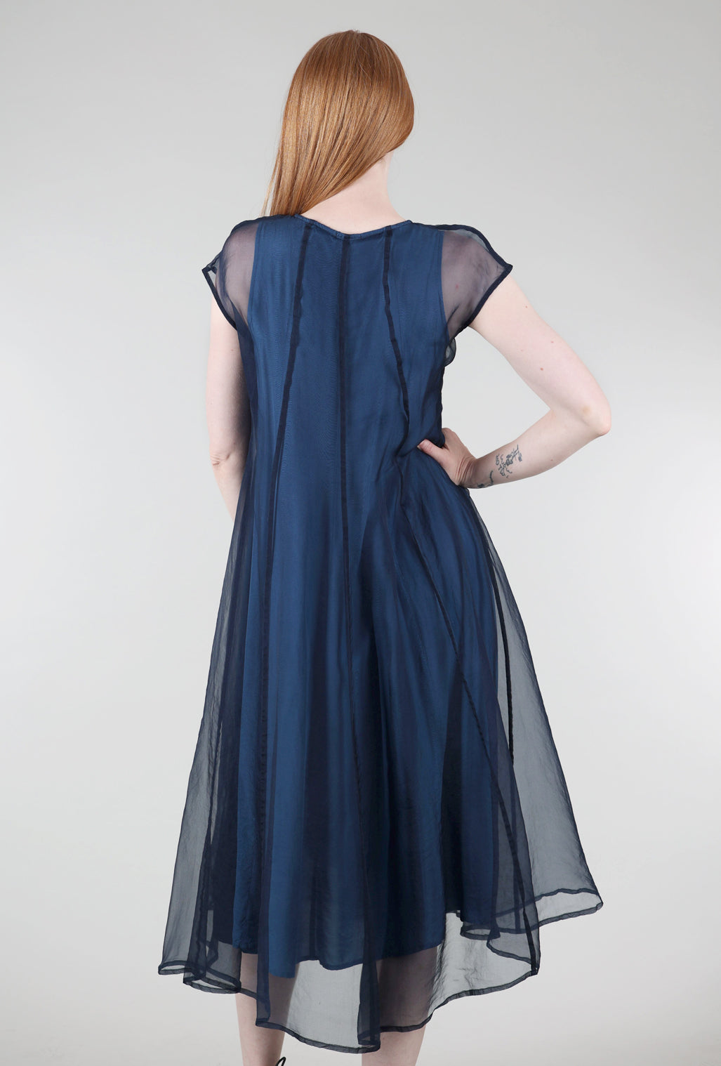 Grizas Floating Overlay Dress, Peacock