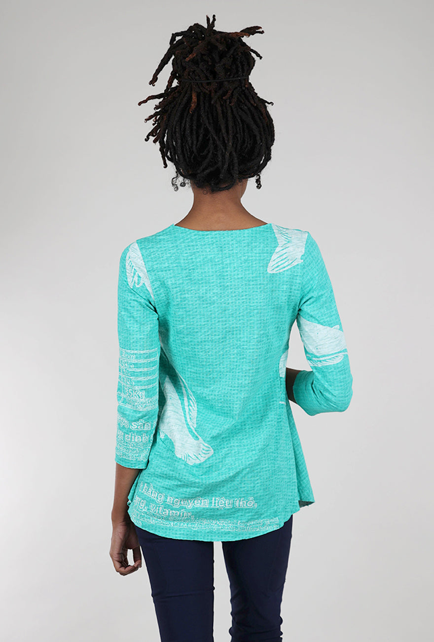 Rundholz Slub Jersey 3/4 Shapely Tee, Aqua
