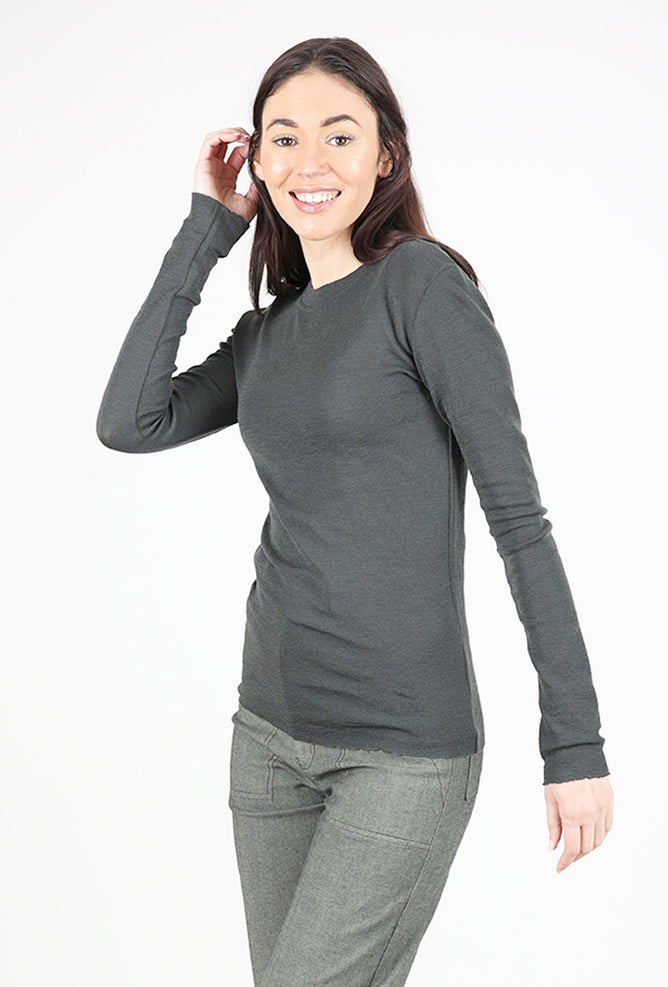 By Basics Merino Seamed Neck Top, Raven