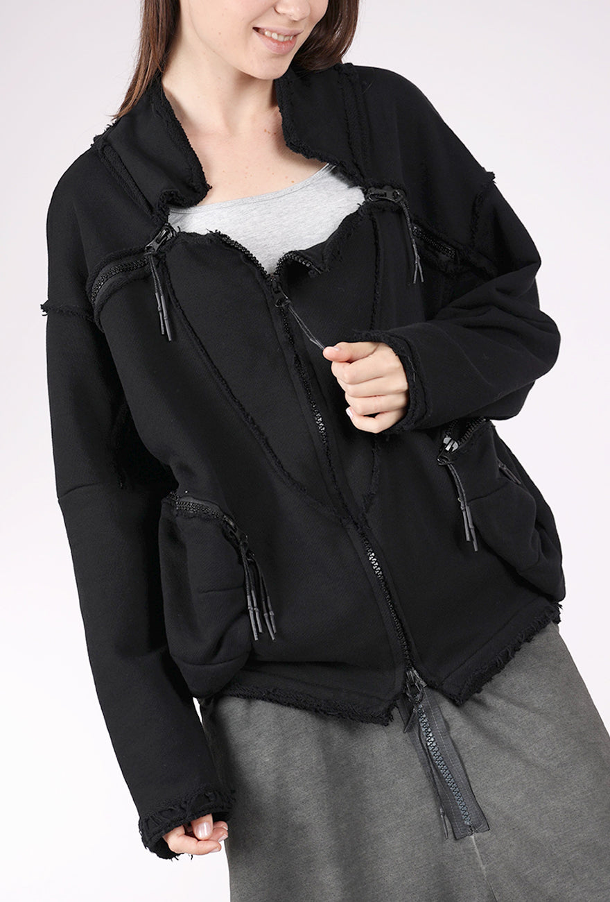Zilberman Open Neck French Terry Jacket, Black