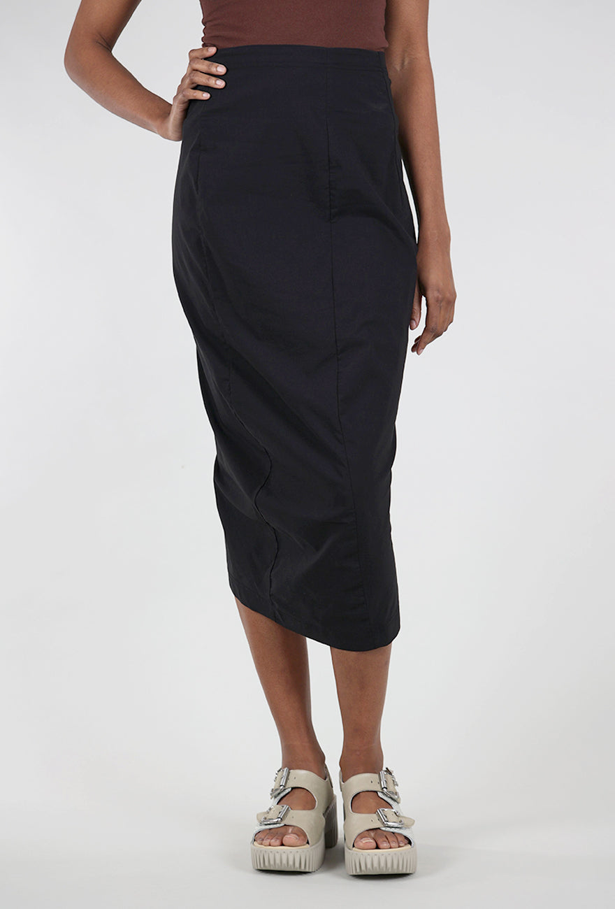 Rundholz Cotton Linen Twill Slim Skirt, Black
