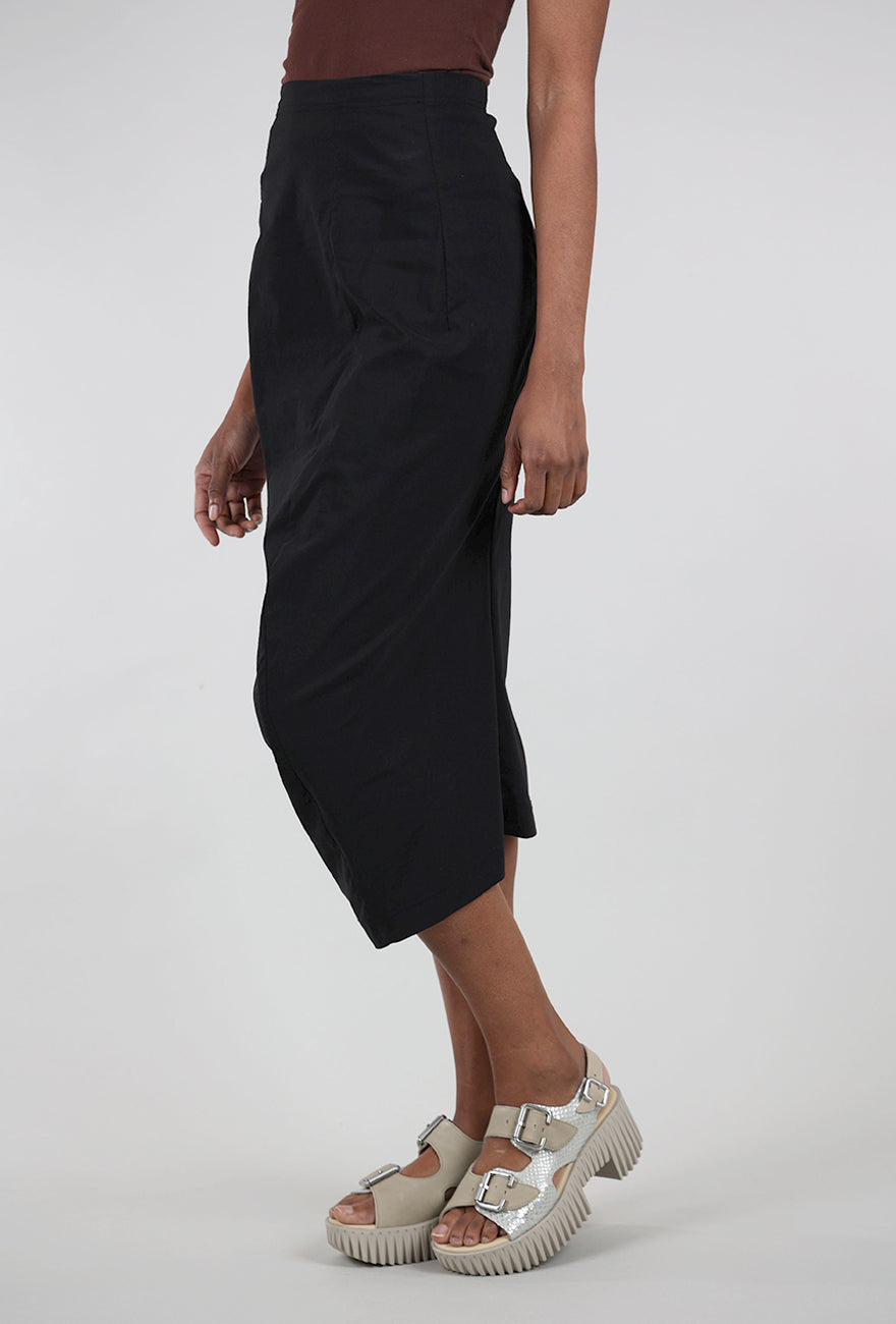 Rundholz Cotton Linen Twill Slim Skirt, Black