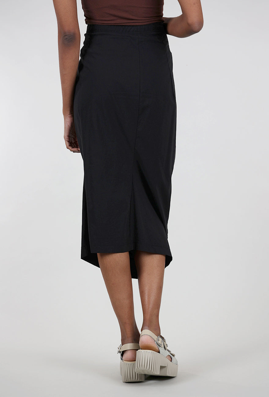 Rundholz Cotton Linen Twill Slim Skirt, Black
