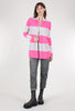 Pure Amici Striped Cashmere Open Cardie, Neon Pink/Gray 