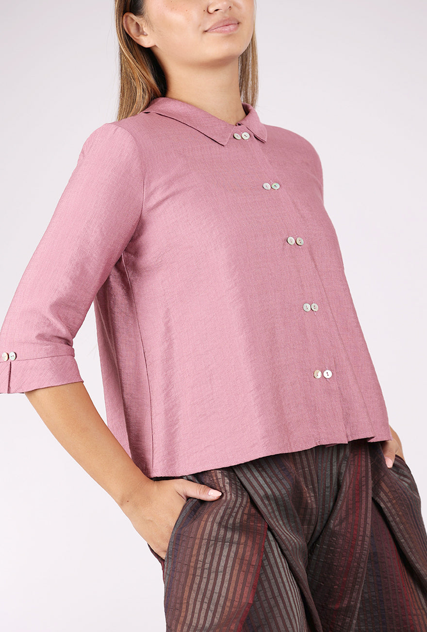 Niche Rayon Twinbutton Top, Desert Rose