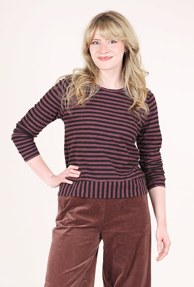 Cut Loose Black Stripe Crop Top, Cinnabark