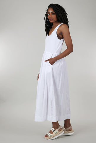 Mixed Media Maxi Dress, White