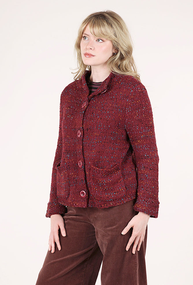 Habitat Confetti Funnel-Neck Cardie, Wine