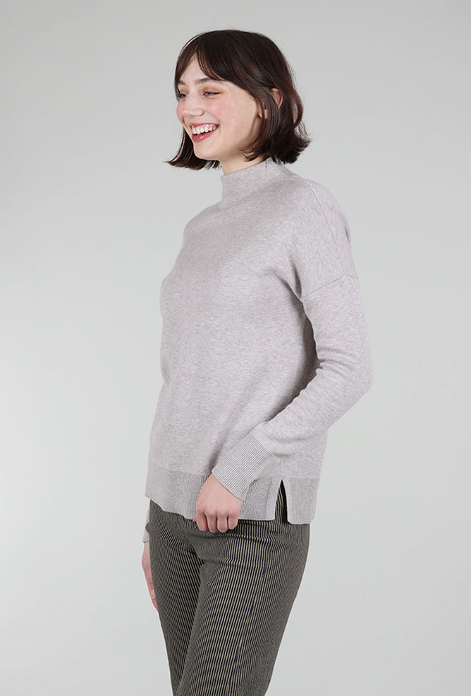 Kinross Cashmere Double Knit Funnel Sweater, Pebble