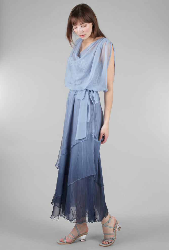 Komarov Long Blouson Dress, Persian Violet
