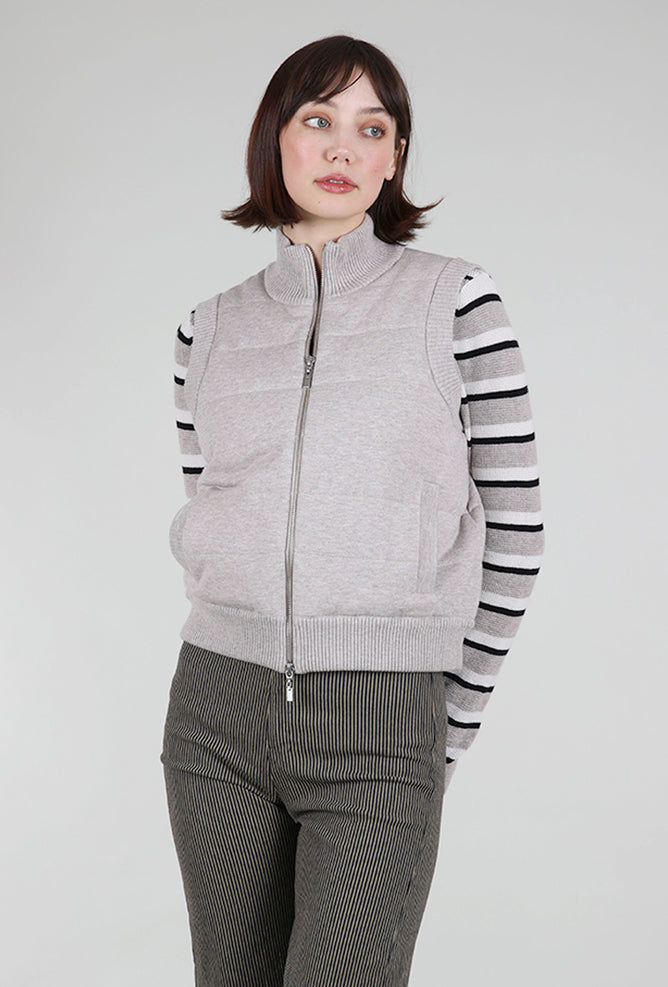 Kinross Cashmere Quilted Zip Vest, Pebble