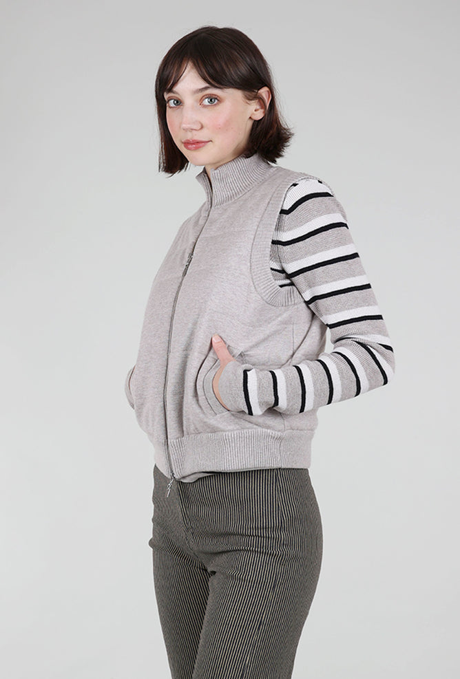 Kinross Cashmere Quilted Zip Vest, Pebble