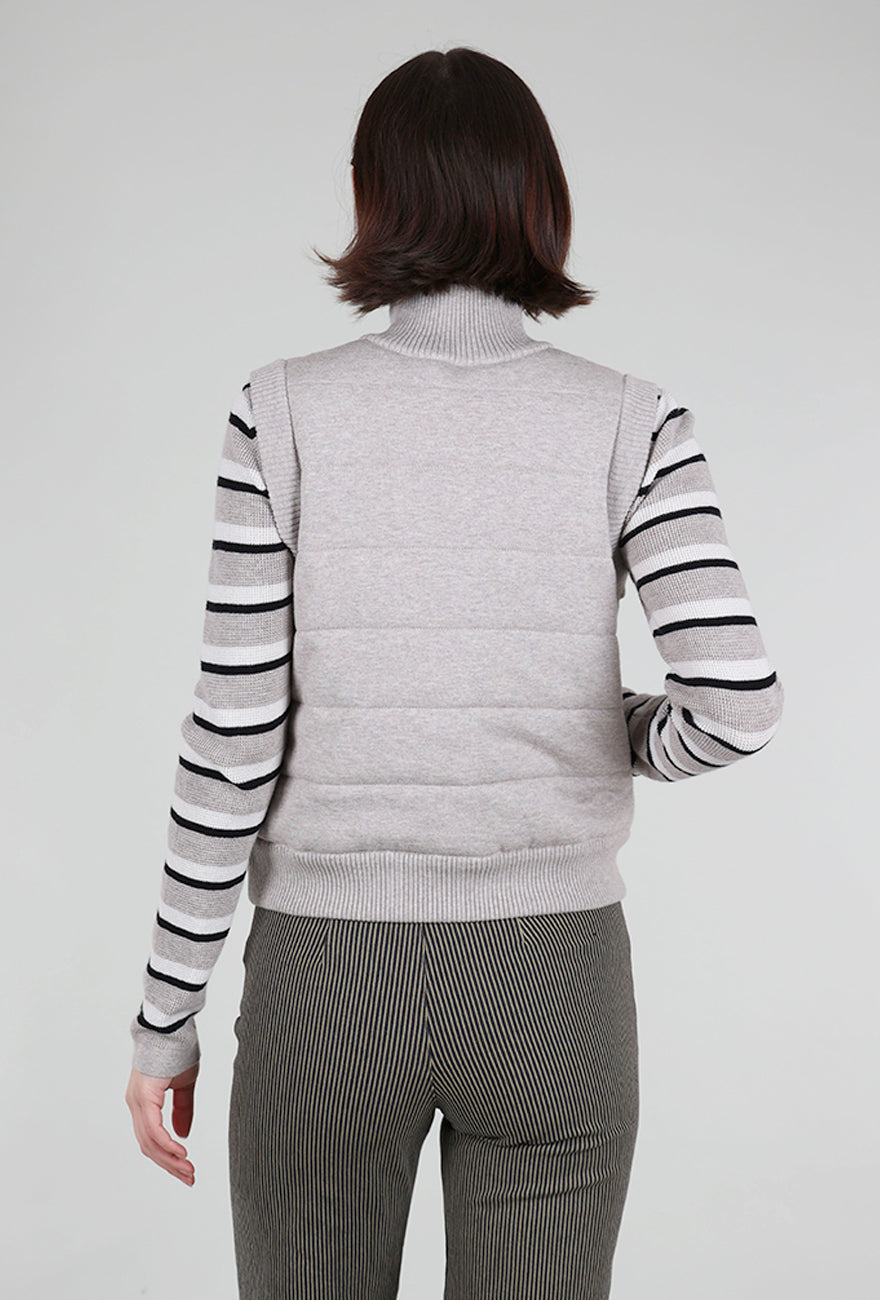 Kinross Cashmere Quilted Zip Vest, Pebble