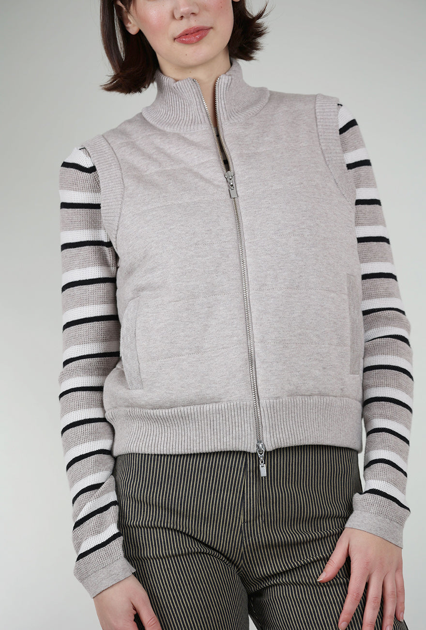 Kinross Cashmere Quilted Zip Vest, Pebble