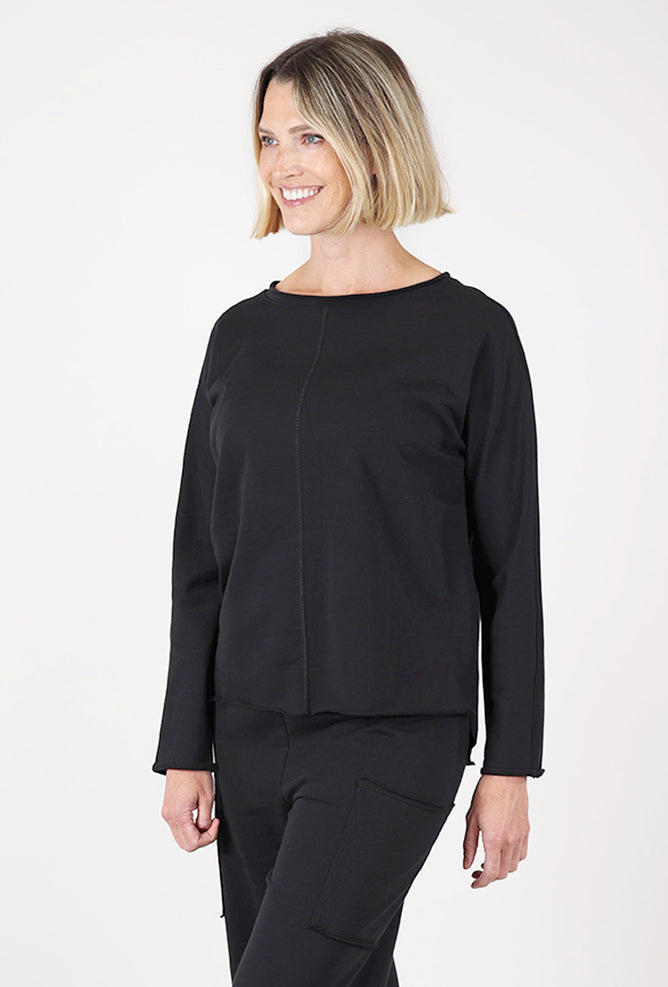 Oceanfront Terry Relaxed Rollneck, Black Angle 2