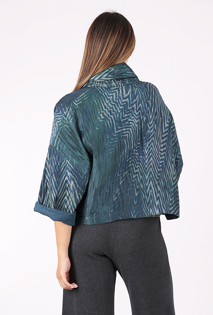 Neeru Kumar Short Silk Kimono Jacket, Navy/Teal