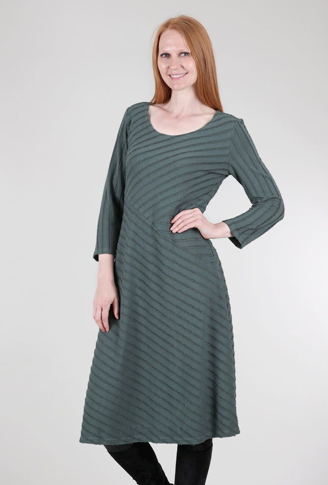 Cut Loose Frayed-Stripe Seamed Dress, Myrtle