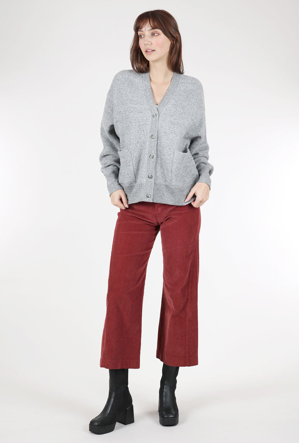 V::Room Sweatshirt Grandpa Cardie, Heather Charcoal
