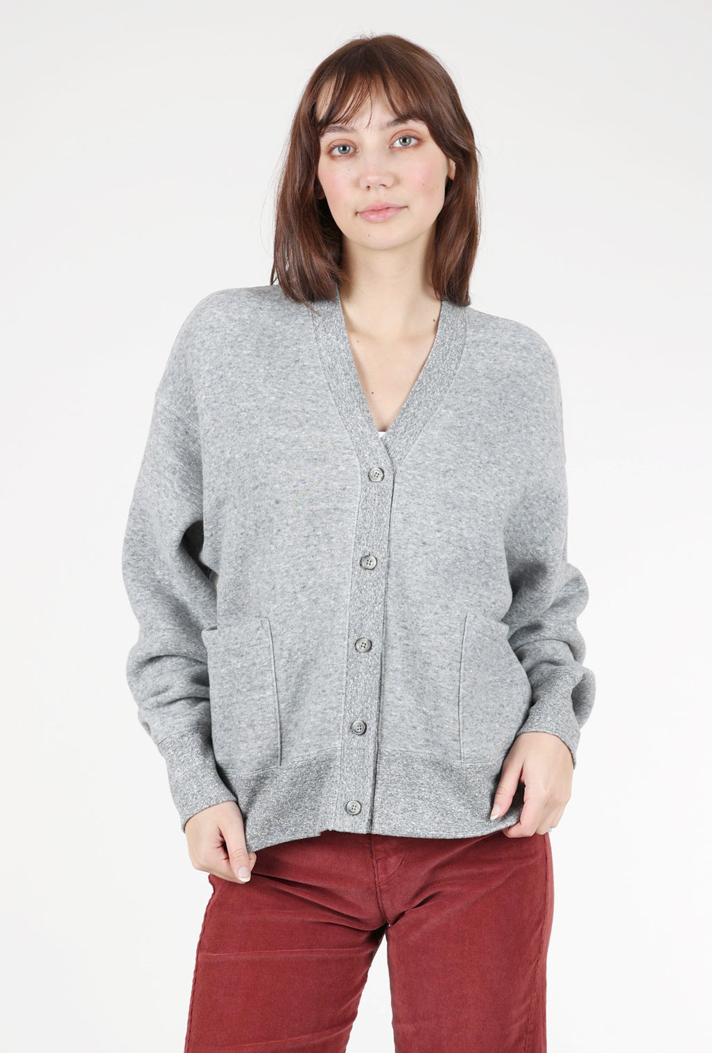 V::Room Sweatshirt Grandpa Cardie, Heather Charcoal