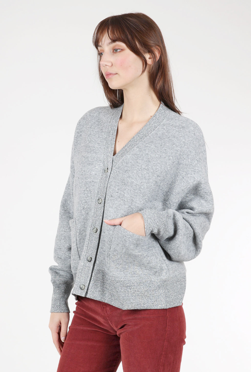 V::Room Sweatshirt Grandpa Cardie, Heather Charcoal