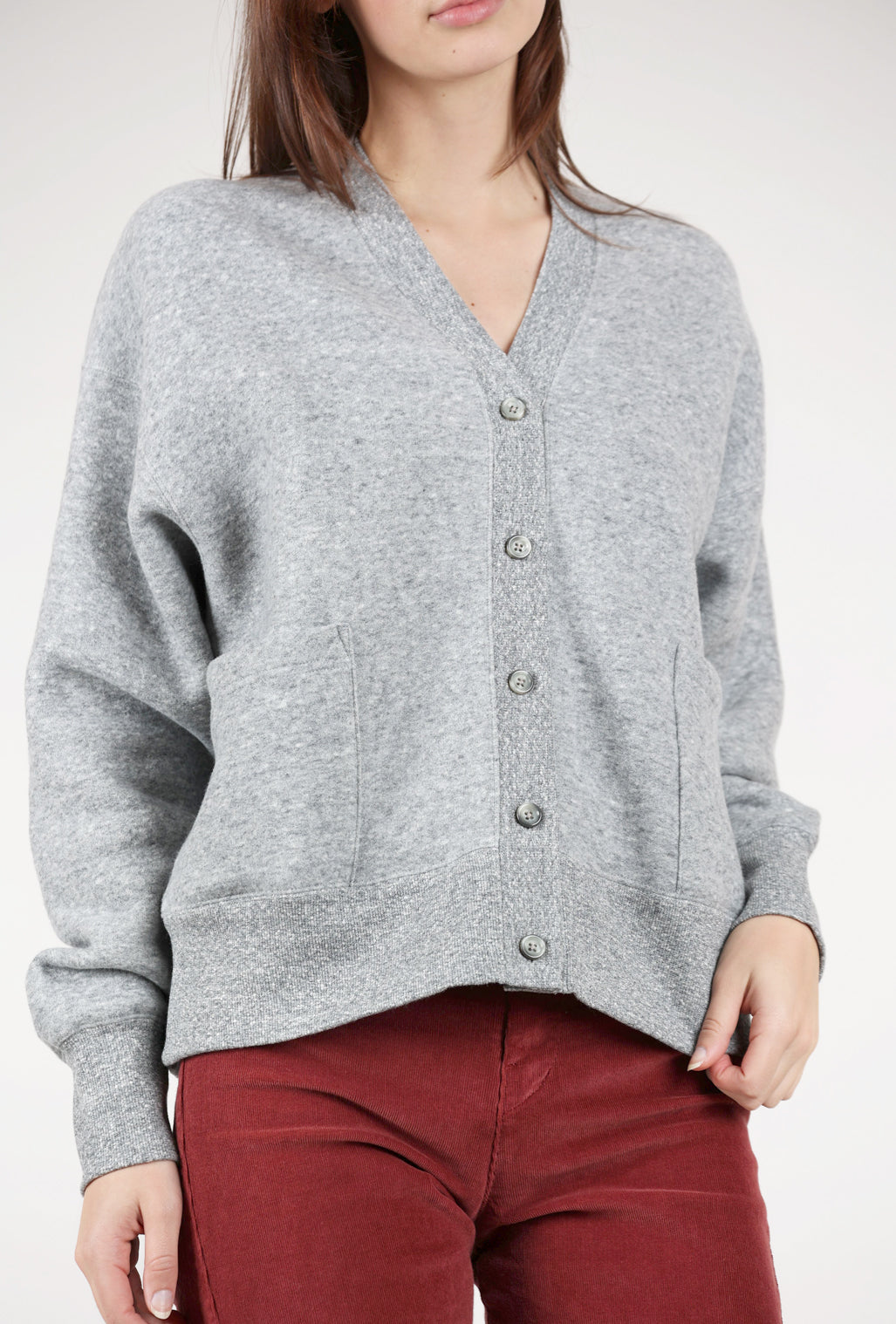 V::Room Sweatshirt Grandpa Cardie, Heather Charcoal