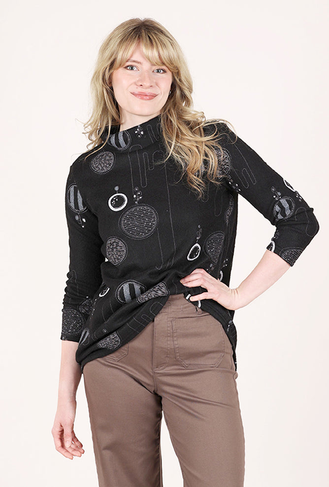 Trisha Tyler Mod Funnel-Neck Top, Black