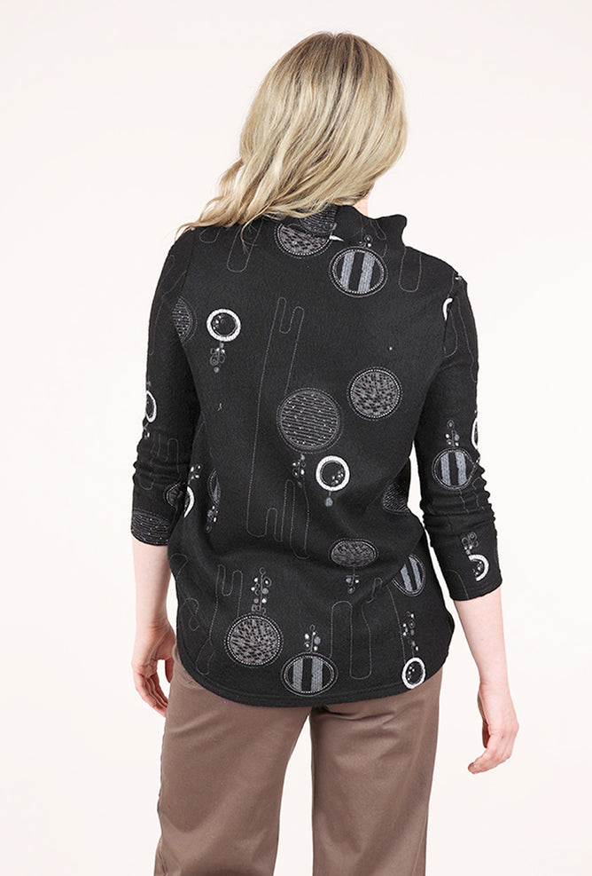 Trisha Tyler Mod Funnel-Neck Top, Black